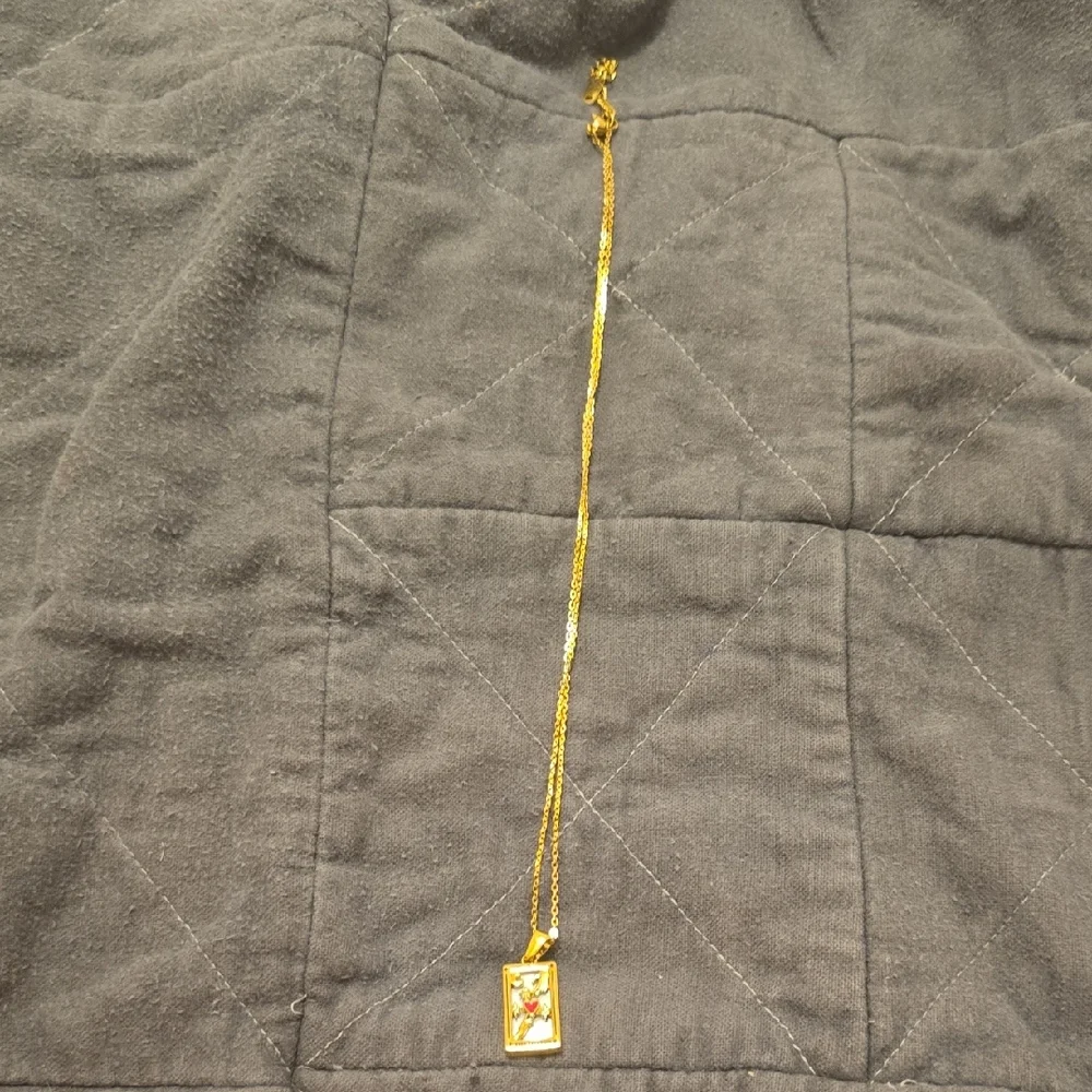 Gold and Red Tarot Card Pendant Necklace - Picture 3 of 6